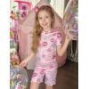 Arshiner Girls Pajamas Cute Lettuce Loungewear Snug Fit Pjs Set Kid Summer Sleepwear(Pink Donuts)