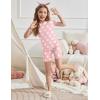 Arshiner Girls Pajamas Cute Lettuce Loungewear Snug Fit Pjs Set Kid Summer Sleepwear(Pink Flowers)