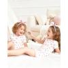 Arshiner Girls Pajamas Cute Lettuce Loungewear Snug Fit Pjs Set Kid Summer Sleepwear(White Flowers)