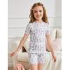 Arshiner Girls Pajamas Cute Lettuce Loungewear Snug Fit Pjs Set Kid Summer Sleepwear(White Purple Flowers)