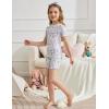 Arshiner Girls Pajamas Cute Lettuce Loungewear Snug Fit Pjs Set Kid Summer Sleepwear(White Purple Flowers)