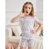 Arshiner Girls Pajamas Cute Lettuce Loungewear Snug Fit Pjs Set Kid Summer Sleepwear(White Purple Flowers)