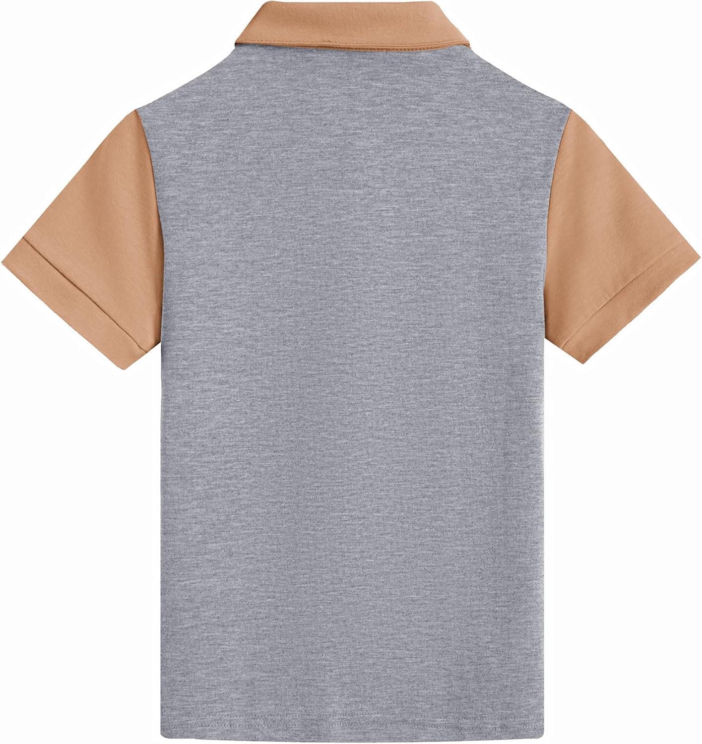 image:imageBoys Striped Polo Shirt Short Sleeve Golf Shirt School Uniform Shirts Summer Active Performance Tops for Kid 412 YearsCamel