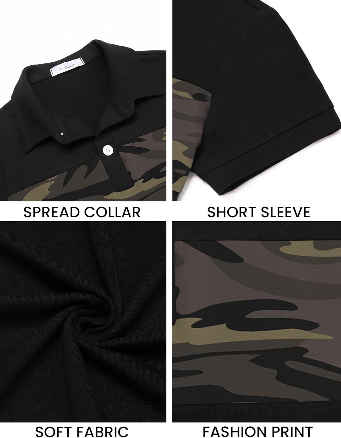 image:imageBoys Striped Polo Shirt Short Sleeve Golf Shirt School Uniform Shirts Summer Active Performance Tops for Kid 412 YearsGreen Camouflage