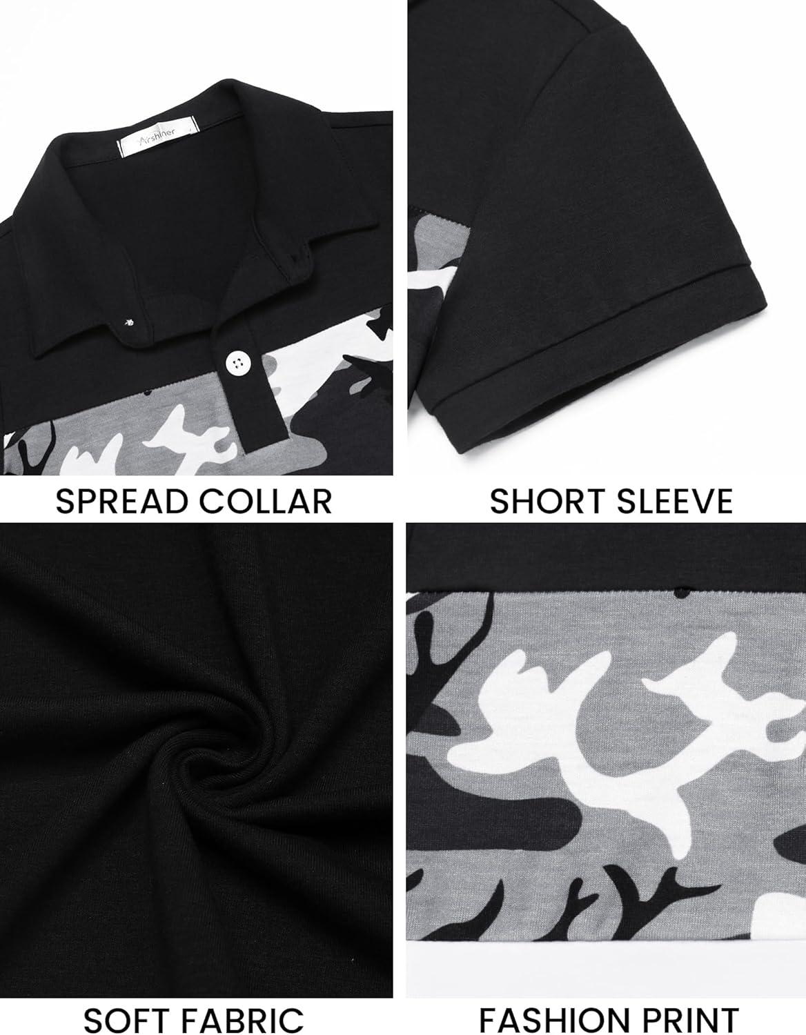 image:imageBoys Striped Polo Shirt Short Sleeve Golf Shirt School Uniform Shirts Summer Active Performance Tops for Kid 412 YearsGrey Camouflage