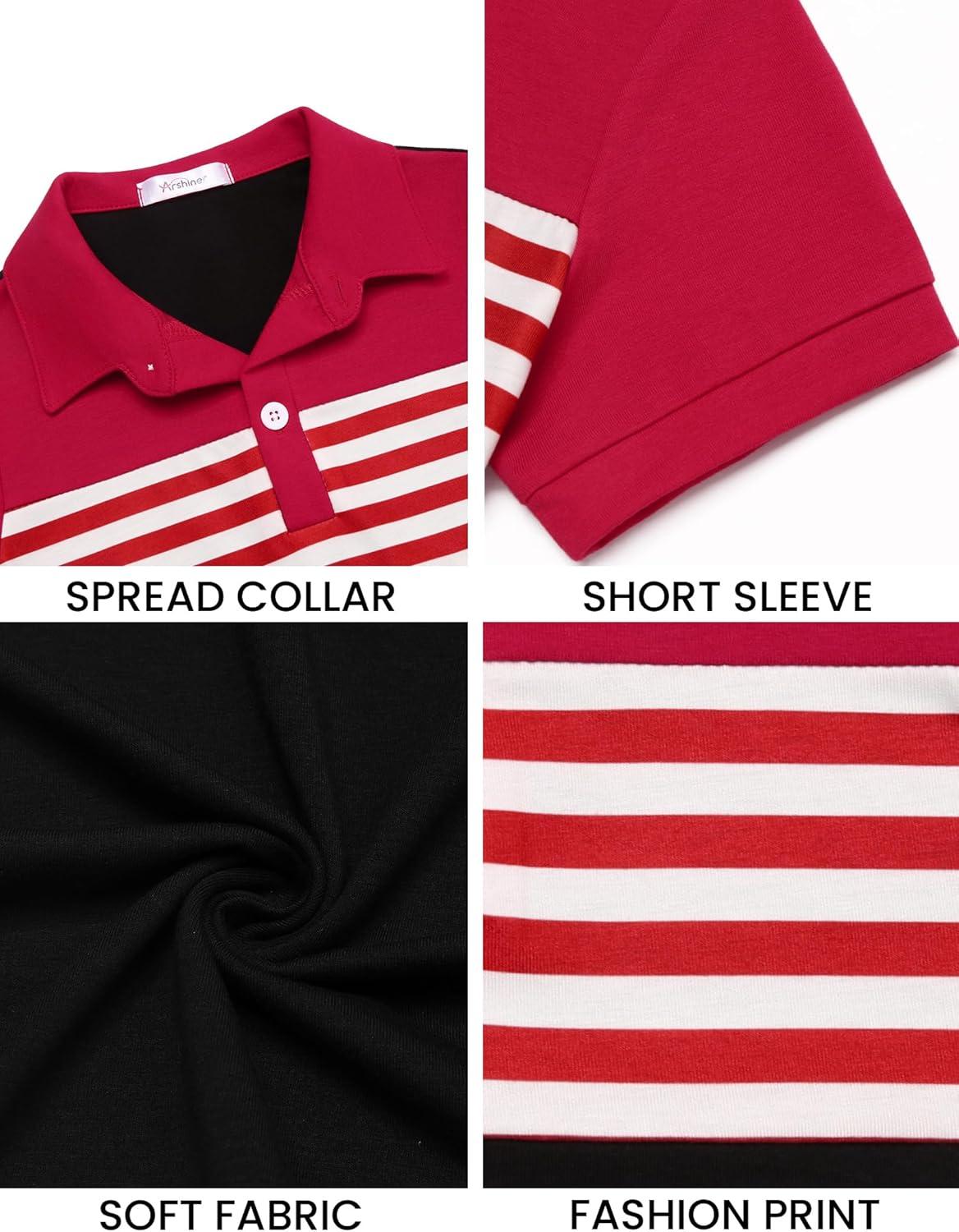 image:imageBoys Striped Polo Shirt Short Sleeve Golf Shirt School Uniform Shirts Summer Active Performance Tops for Kid 412 YearsRed
