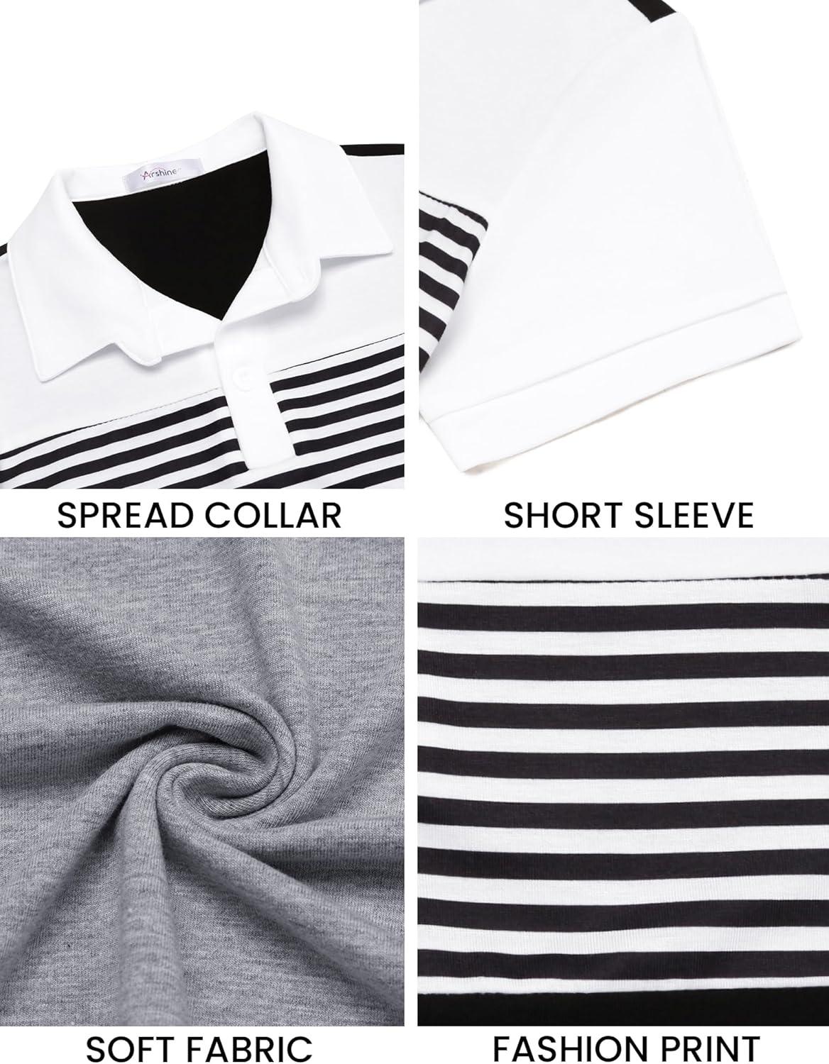 image:imageBoys Striped Polo Shirt Short Sleeve Golf Shirt School Uniform Shirts Summer Active Performance Tops for Kid 412 YearsWhite