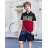 Boys Striped Polo Shirt Short Sleeve Golf Shirt School Uniform Shirts Summer Active Performance Tops for Kid 4-12 Years(Black)