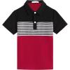 Boys Striped Polo Shirt Short Sleeve Golf Shirt School Uniform Shirts Summer Active Performance Tops for Kid 4-12 Years(Black)