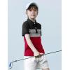 Boys Striped Polo Shirt Short Sleeve Golf Shirt School Uniform Shirts Summer Active Performance Tops for Kid 4-12 Years(Black)