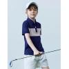 Boys Striped Polo Shirt Short Sleeve Golf Shirt School Uniform Shirts Summer Active Performance Tops for Kid 4-12 Years(Blue)