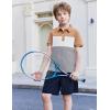 Boys Striped Polo Shirt Short Sleeve Golf Shirt School Uniform Shirts Summer Active Performance Tops for Kid 4-12 Years(Camel)