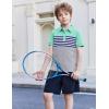 Boys Striped Polo Shirt Short Sleeve Golf Shirt School Uniform Shirts Summer Active Performance Tops for Kid 4-12 Years(Ice Green)