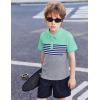 Boys Striped Polo Shirt Short Sleeve Golf Shirt School Uniform Shirts Summer Active Performance Tops for Kid 4-12 Years(Ice Green)