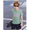 Boys Striped Polo Shirt Short Sleeve Golf Shirt School Uniform Shirts Summer Active Performance Tops for Kid 4-12 Years(Light Green)