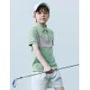 Boys Striped Polo Shirt Short Sleeve Golf Shirt School Uniform Shirts Summer Active Performance Tops for Kid 4-12 Years(Light Green)