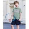 Boys Striped Polo Shirt Short Sleeve Golf Shirt School Uniform Shirts Summer Active Performance Tops for Kid 4-12 Years(Light Green)