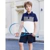 Boys Striped Polo Shirt Short Sleeve Golf Shirt School Uniform Shirts Summer Active Performance Tops for Kid 4-12 Years(Navy Blue)