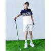 Boys Striped Polo Shirt Short Sleeve Golf Shirt School Uniform Shirts Summer Active Performance Tops for Kid 4-12 Years(Navy Blue)