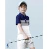 Boys Striped Polo Shirt Short Sleeve Golf Shirt School Uniform Shirts Summer Active Performance Tops for Kid 4-12 Years(Navy Blue)