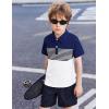 Boys Striped Polo Shirt Short Sleeve Golf Shirt School Uniform Shirts Summer Active Performance Tops for Kid 4-12 Years(Navy Blue)