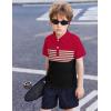 Boys Striped Polo Shirt Short Sleeve Golf Shirt School Uniform Shirts Summer Active Performance Tops for Kid 4-12 Years(Red)