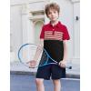 Boys Striped Polo Shirt Short Sleeve Golf Shirt School Uniform Shirts Summer Active Performance Tops for Kid 4-12 Years(Red)