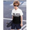 Boys Striped Polo Shirt Short Sleeve Golf Shirt School Uniform Shirts Summer Active Performance Tops for Kid 4-12 Years(White)