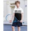 Boys Striped Polo Shirt Short Sleeve Golf Shirt School Uniform Shirts Summer Active Performance Tops for Kid 4-12 Years(White)