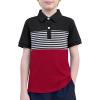 Boys Striped Polo Shirt Short Sleeve Golf Shirt School Uniform Shirts Summer Active Performance Tops for Kid 4-12 Years(Black)