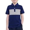 Boys Striped Polo Shirt Short Sleeve Golf Shirt School Uniform Shirts Summer Active Performance Tops for Kid 4-12 Years(Blue)