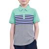 Boys Striped Polo Shirt Short Sleeve Golf Shirt School Uniform Shirts Summer Active Performance Tops for Kid 4-12 Years(Ice Green)