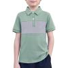 Boys Striped Polo Shirt Short Sleeve Golf Shirt School Uniform Shirts Summer Active Performance Tops for Kid 4-12 Years(Light Green)