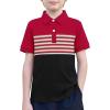 Boys Striped Polo Shirt Short Sleeve Golf Shirt School Uniform Shirts Summer Active Performance Tops for Kid 4-12 Years(Red)