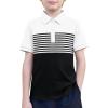 Boys Striped Polo Shirt Short Sleeve Golf Shirt School Uniform Shirts Summer Active Performance Tops for Kid 4-12 Years(White)