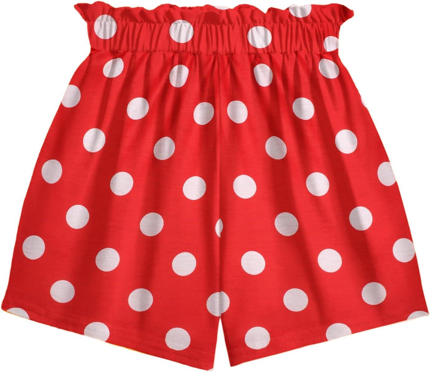 image:imageArshiner Toddler Girls Short Sets Tie Knot Tank Top and Paperbag Waist Shorts Cute Girl Summer Clothing for 27 YearsRed and White Dot
