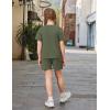 Arshiner Girls 2 Piece Outfits Summer Clothes Fashion Short Sleeve Pullover Tops and Shorts with Pockets Kids Clothing Set(Army Green)