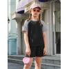 Arshiner Girls 2 Piece Outfits Summer Clothes Fashion Short Sleeve Pullover Tops and Shorts with Pockets Kids Clothing Set(Black&grey)
