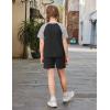 Arshiner Girls 2 Piece Outfits Summer Clothes Fashion Short Sleeve Pullover Tops and Shorts with Pockets Kids Clothing Set(Black&grey)
