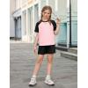 Arshiner Girls 2 Piece Outfits Summer Clothes Fashion Short Sleeve Pullover Tops and Shorts with Pockets Kids Clothing Set(Black&pink)