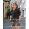Arshiner Girls 2 Piece Outfits Summer Clothes Fashion Short Sleeve Pullover Tops and Shorts with Pockets Kids Clothing Set(Camouflage)