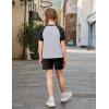 Arshiner Girls 2 Piece Outfits Summer Clothes Fashion Short Sleeve Pullover Tops and Shorts with Pockets Kids Clothing Set(Grey&black)