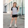 Arshiner Girls 2 Piece Outfits Summer Clothes Fashion Short Sleeve Pullover Tops and Shorts with Pockets Kids Clothing Set(Grey&black)