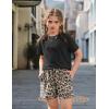 Arshiner Girls 2 Piece Outfits Summer Clothes Fashion Short Sleeve Pullover Tops and Shorts with Pockets Kids Clothing Set(Leopard)
