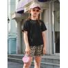 Arshiner Girls 2 Piece Outfits Summer Clothes Fashion Short Sleeve Pullover Tops and Shorts with Pockets Kids Clothing Set(Leopard)