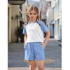 Arshiner Girls 2 Piece Outfits Summer Clothes Fashion Short Sleeve Pullover Tops and Shorts with Pockets Kids Clothing Set(Light Blue)
