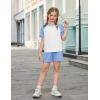 Arshiner Girls 2 Piece Outfits Summer Clothes Fashion Short Sleeve Pullover Tops and Shorts with Pockets Kids Clothing Set(Light Blue)
