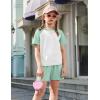 Arshiner Girls 2 Piece Outfits Summer Clothes Fashion Short Sleeve Pullover Tops and Shorts with Pockets Kids Clothing Set(Light Green)
