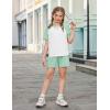 Arshiner Girls 2 Piece Outfits Summer Clothes Fashion Short Sleeve Pullover Tops and Shorts with Pockets Kids Clothing Set(Light Green)