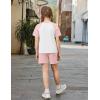 Arshiner Girls 2 Piece Outfits Summer Clothes Fashion Short Sleeve Pullover Tops and Shorts with Pockets Kids Clothing Set(Light Pink)